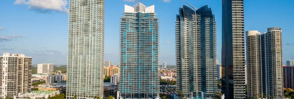 Jade Condos Trio, Sunny Isles Beach, coastline aerial