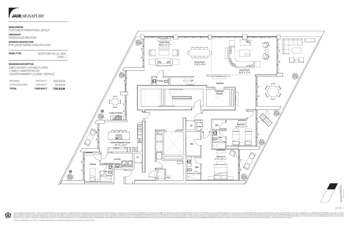 Jade Signature Floor Plan North Sky Villa 5105 Level 1